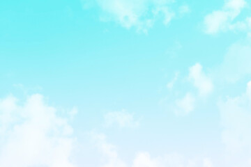 Blue pastel sky with white fluffy cloud. Cumulus clouds background. Cloudscape morning sky. The concepts of freedom of life, never give up and positive though energy.