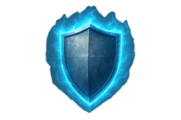 Fantasy shield with blue glowing magic energy aura