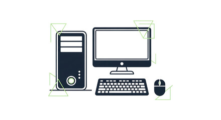 Vector art of desktop computer set