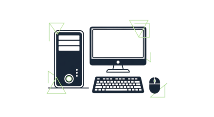 Vector art of desktop computer set