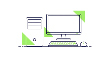 Vector art of desktop computer with monitor, keyboard and mouse