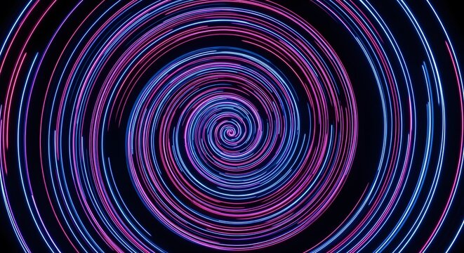 Mesmerizing abstract background with swirling concentric circles of vibrant blue and pink, creating a hypnotic and dynamic visual effect on dark