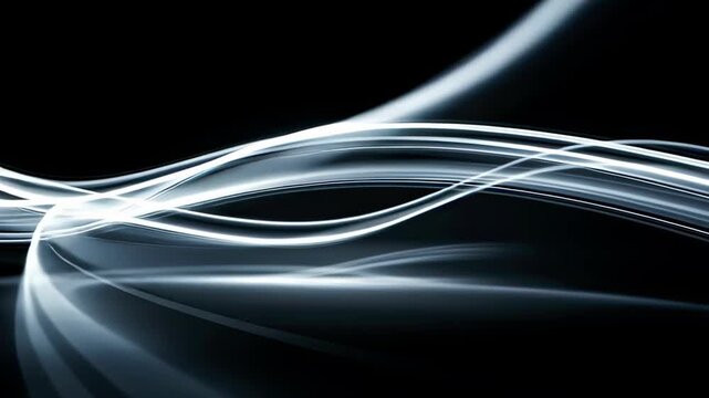 Black Friday dynamic light trails on black: flowing neon lines sweep across a dark canvas; sleek looping header for sales, banners and website hero sections