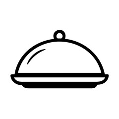 Obraz premium Illustration of a covered serving dish with a rounded lid and a small handle on top in black and white