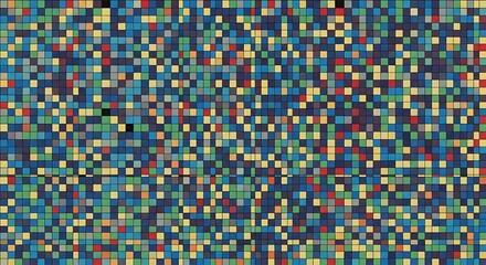 Abstract pixelated background with a vibrant mosaic of colorful squares.