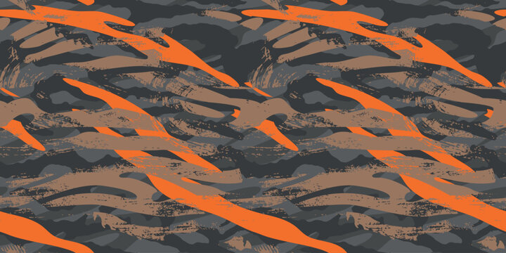 Vector seamless camo tiger stripe army fatigue pattern design	
