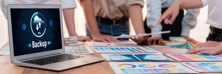 Backup Storage Data Internet Technology Business concept. Database storage cloud technology file data transfer sharing, cyber, big data information, internet banking application download upload brisk