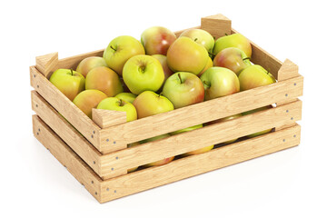 Apple crate isolated on white background. 3D illustration