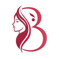Stylish beauty logo featuring a womans profile and the letter b, perfect for branding in the music and beauty industries