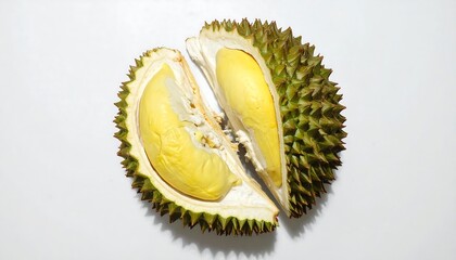 Close-up of a Durian Fruit Cut Open, Revealing its Sweet, Creamy Flesh