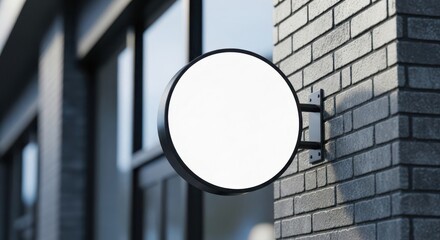 Blank oval sign on brick wall