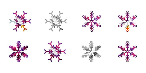 Snowflake, Snowflake Vector Icon Pack – Winter Snowflake Design, Christmas Decoration, Seamless Pattern, Festive Template Set