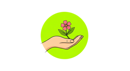 Vector art of hand holding a flower, a symbol of growth