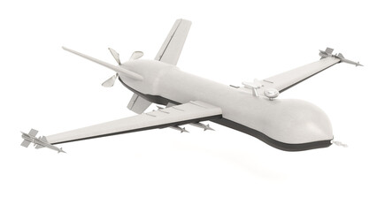 Military drone isolated on white background. 3D illustration