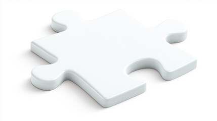 Obraz premium Single white jigsaw puzzle piece isolated on white background with copy space