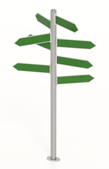 Street signboard isolated on white background. 3D illustration