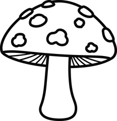 Simple outline drawing of a mushroom with spots on cap