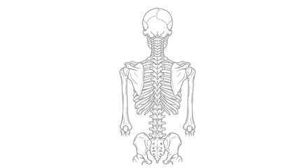 Human skeletal system illustration from posterior view art