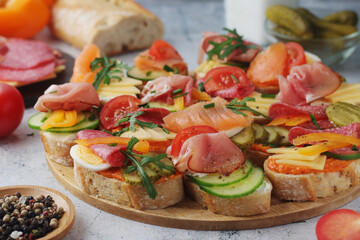 Oblozeny chlebicek or just chlebicek, traditional open sandwich in Czech Republiс