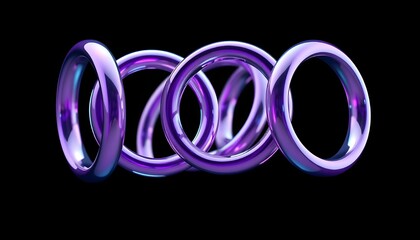 Abstract 3D Interlocking Rings in Iridescent Glass