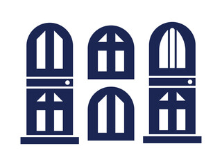 Door vector icon set showing different architectural styles, windows vector. main entrance front door isolated vector icons