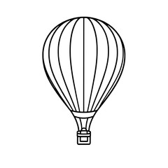 Fototapeta premium Single Outline Hot Air Balloon Icon - Simple Black Line Art on White Background, Flat Minimalist Graphic