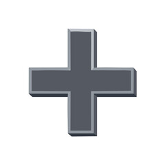 Obraz premium Simple gray three dimensional plus symbol icon or cross graphic element