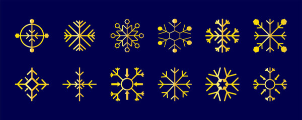 Snowflake, Snowflake Vector Icon Pack – Winter Snowflake Design, Christmas Decoration, Seamless Pattern, Festive Template Set