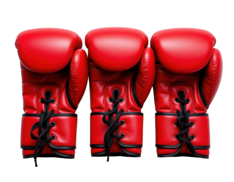 Boxing Gloves in Bright Red Color on a White Background