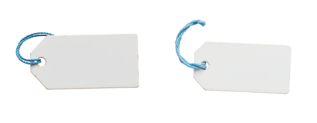 Blank White Tags with Blue String for Gift or Price Labeling