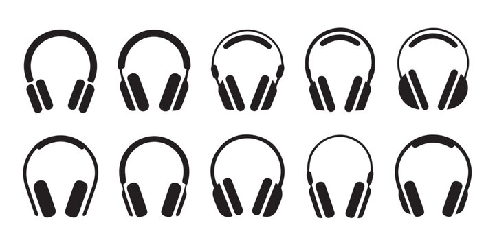 over-ear headphone icons collection vector silhouettes ai eps jpeg png perfect for app ui and logos
