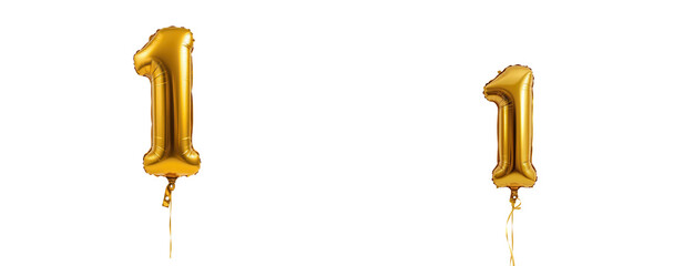 Golden Number One Balloons for Birthday Celebration or Anniversary