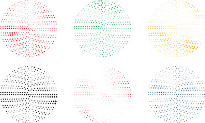 Colorful circular halftone abstract dotted gradient round patterns vibrant modern vector background collection stylish minimal texture for digital graphic artworks