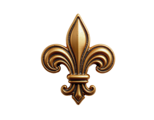 Ornate golden fleur-de-lis emblem on transparent background