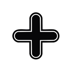 Obraz premium Black Plus Sign with Rounded Ends Illustration Symbol, Mathematics Sign