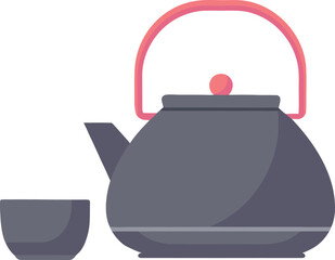 Flat design illustration of a tea cup and teapot