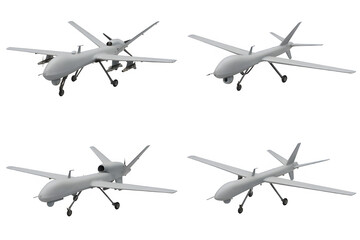 Obraz premium Collection of Military Drone Models – Transparent Background PNG