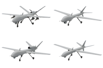 Collection of Military Drone Models – Transparent Background PNG