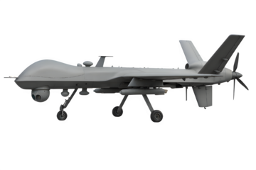 Side View of Advanced Reconnaissance Military Drone – Transparent Background PNG