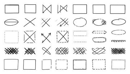 Collection of Hand-Drawn Shapes and Symbols on a White Background
