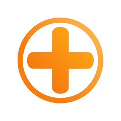 Obraz premium Orange Gradient Plus Symbol Inside Circle Shape Design Element for Health or Addition Concepts