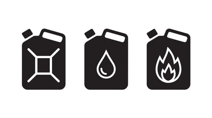 Set of fuel canister icons simple flat vector design elements isolated on white background for web and mobile apps