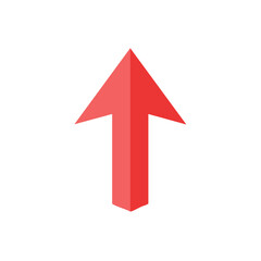 Upward Red Arrow Symbol Pointing Directionally, Navigation and Increase