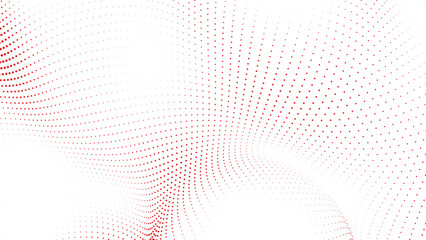Vibrant dynamic red dot pattern forming an intricate abstract wave on a pristine white background a captivating digital artwork showcasing movement and contemporary design