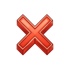 Fototapeta premium Vibrant red 3D cross mark symbol for error incorrect cancellation or multiplication