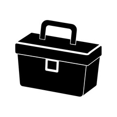 Tool Box With Handle Silhouette Vector Flat Clean Graphic