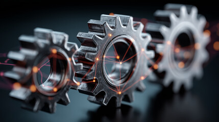 gears on a black background