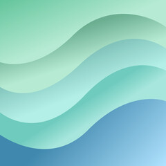 Abstract Wavy Gradient Background in Blue and Green Shades, Modern Style