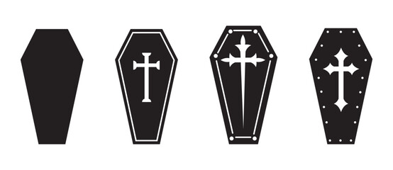 Halloween Coffin Lid Silhouette Bundle Six Vector Elements