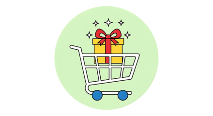 Vector art of shopping cart with gift box for special offer